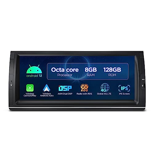 XTRONS 10.25 Zoll Android 12 Autoradio Octa Core 8+128 QLED 1920 * 720 IPS Bildschirm Eingebauter CarAutoPlay Android Auto 4G LTE ROHM DSP Optional OBD DVR DAB+ TPMS Für BMW X5 E53(1999-2006) von XTRONS