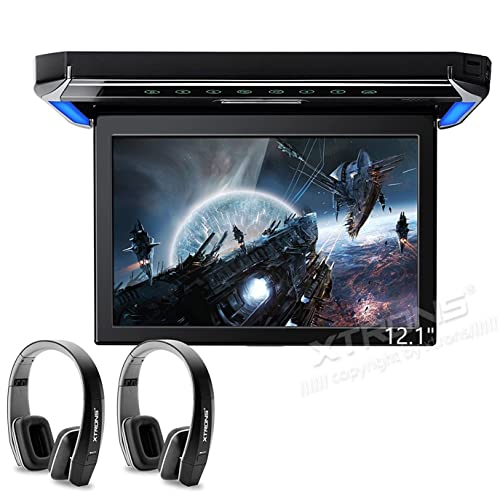 XTRONS 12,1“ Digital TFT 16:9 Bildschirm für Auto Bus unterstützt 1080P Video Auto Overhead Player Auto Monitor mit HDMI Port Automosphäre LED Licht Windows CE für Urlaub (CM121HD+DWH005x2) von XTRONS