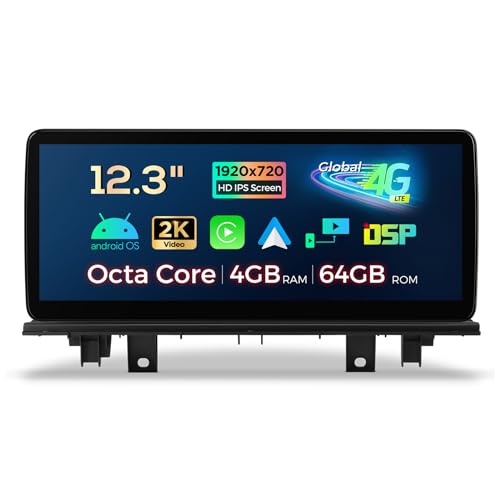 XTRONS 12.3'' HD IPS Android 14 Autoradio Octa Core 4GB 64GB 4G LTE Car Play Android Auto Bluetooth GPS WLAN Optional DAB OBD DVR AHD Kamera Für BMW X1 F48(Ab 2018) EVO ID5 ID6 System von XTRONS