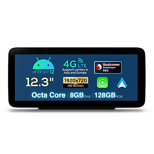 XTRONS 12.3 Zoll Android 12 Autoradio Multimedia Player Qualcomm 662 Octa Core 8+128 Eingebaute 4G LTE Unterstützung Qualcomm Bluetooth 5.1 Für Mercedes Benz C-Klasse W205 NTG 5.1/5.2 von XTRONS