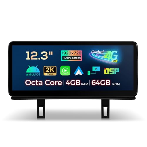 XTRONS 12.3 Zoll HD IPS Android 14 Autoradio Octa Core 4GB 64GB 4G LTE Car Play Android Auto Bluetooth GPS WLAN Optional DAB OBD TPMS DVR AHD Kamera Für BMW 1er E81 E82 E87 E88(2006-2012) CIC System von XTRONS