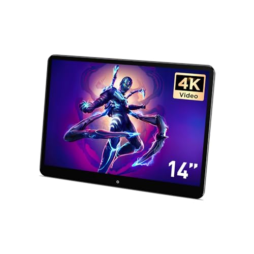 XTRONS 14 Zoll drehbarer Rücksitz Android TV Kopfstütze Monitor Tablet 4+64 Unterstützung Portrait Modus Screen Mirroring und Steuerung HD Input & Output QHD IPS Volllaminierter Bildschirm von XTRONS