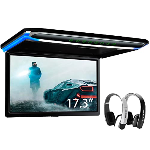 XTRONS 17,3“ Digital TFT FHD 16:9 Bildschirm für Auto Bus unterstützt 1080P Video Auto Overhead Player Auto Monitor mit HDMI Port Automosphäre LED Licht Windows CE für Urlaub (CM173HD+DWH005+DWH006) von XTRONS