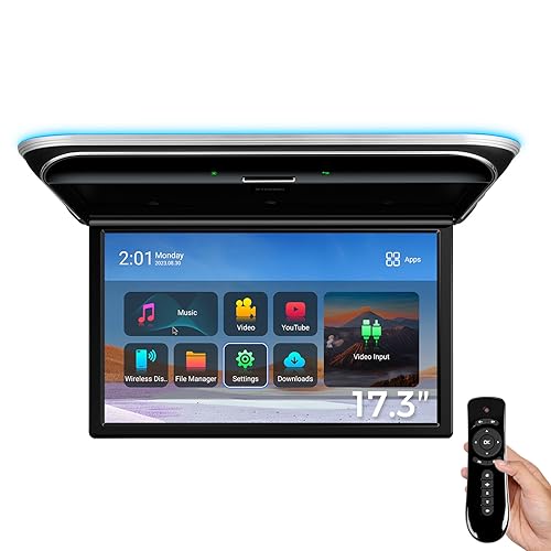 XTRONS 17,3 Zoll Auto Overhead FHD 1080P IPS Bildschirm Octa-Core 2+32 Android Autodach-Multimedia-Player mit hervorragender für Sound und Bildschirmspiegelung HDMI/USB/AV/FM/IR(CM179AP) von XTRONS