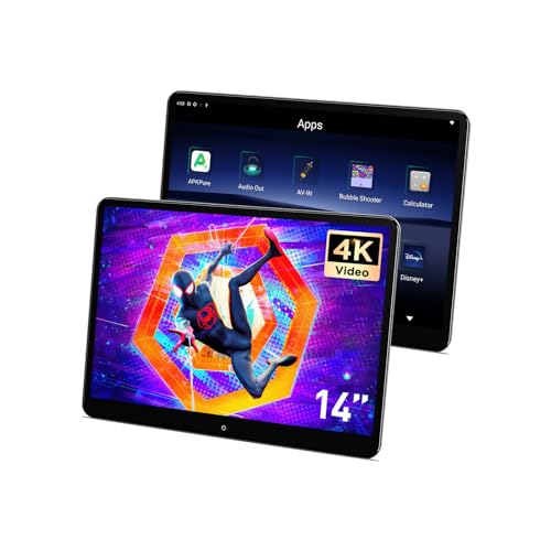 XTRONS 2 PCS 14'' drehbarer Rücksitz Android TV Kopfstütze Monitor Tablet 4+64 Unterstützung Portrait Modus Screen Mirroring und Steuerung HD Input & Output QHD IPS Volllaminierter Bildschirm von XTRONS