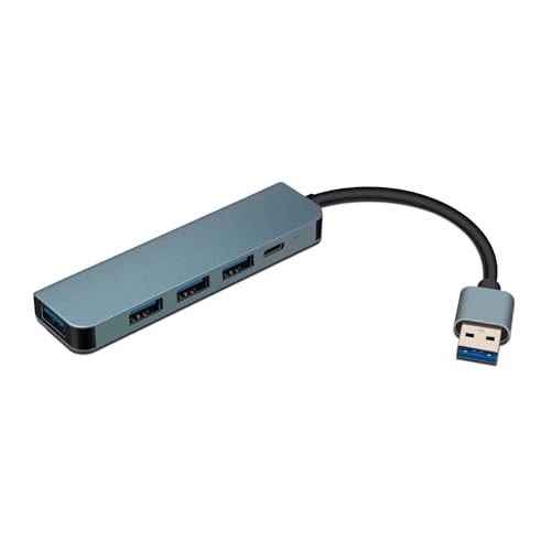 XTRONS 4 Ports USB 3.0/USB 2.0 Hub Splitter für Auto Gebrauch/Laptop/Desktop PC/Tablet, Tragbare USB Verlängerung Datenhub Multiport Adapter, mit 5V/2A Typ C Power Port, Aluminium XTRONS 4 Ports USB 3.0/USB 2.0 Hub Splitter für Auto Gebrauch/Laptop/Desktop PC/Tablet, Tragbare USB Verlängerung Datenhub Multiport Adapter, mit 5V/2A Typ C Power Port, Aluminium von XTRONS