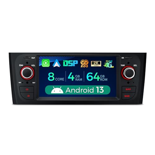 XTRONS 6.1 Zoll Android 13 Autoradio Octa Core 4GB 64GB Multimedia Player für FIAT Grande Eingebautes 4G LTE Car Play Android Auto DSP GPS Bluetooth 5.0 WiFi Optional DAB OBD TPMS DVR AHD Kamera von XTRONS
