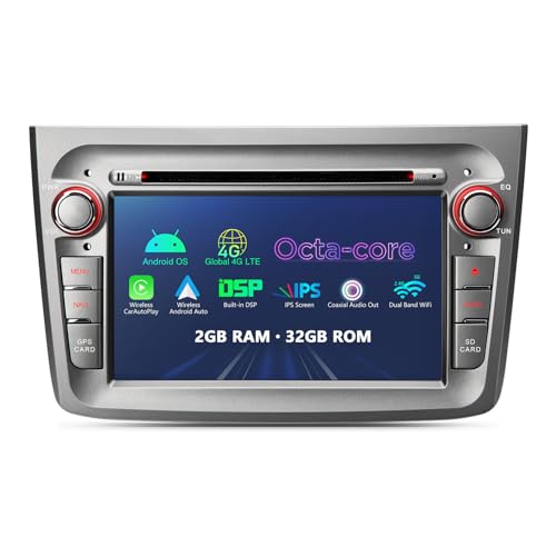 XTRONS 7 Zoll Android 13 Autoradio Octa Core 2GB 32GB Eingebautes 4G Car Play Android Auto DSP WIFI Bluetooth 5.0 GPS DVD 1024*600 HD IPS-Bildschirm Optional DAB DVR TPMS OBD für Alfa Romeo Mito 955 von XTRONS
