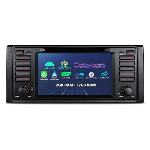 XTRONS 7 Zoll Android 13 Autoradio Octa Core 2GB 32GB Eingebautes 4G Car Play Android Auto DSP WiFi Bluetooth 5.0 GPS DVD 1024 * 600 HD IPS-Bildschirm Optional DAB+ DVR TPMS OBD für BMW E39 M5 von XTRONS