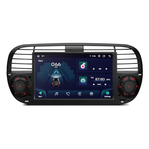 XTRONS 7 Zoll Android 14 Autoradio Octa Core 4GB 64GB Eingebautes 4G LTE CarAutoPlay/Android Auto/DSP/WiFi/GPS Bluetooth 5.0 Optional DAB+ OBD DVR für FIAT 500(2007-2015) von XTRONS