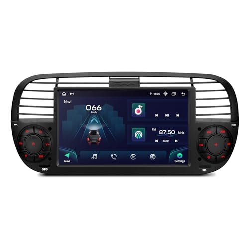 XTRONS 7 Zoll Android 13 Autoradio Octa Core 4GB 64GB Eingebautes 4G LTE CarAutoPlay/Android Auto/DSP/WiFi/GPS Bluetooth 5.0 Optional DAB+ OBD DVR für FIAT 500(2007-2015) von XTRONS