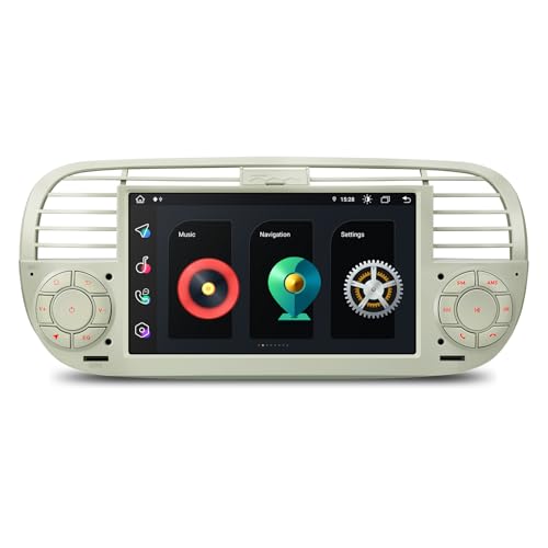 XTRONS 7 Zoll Android 14 Autoradio Octa Core 4GB 64GB Eingebautes 4G LTE CarAutoPlay Android Auto DSP WiFi GPS Bluetooth 5.0 Optional DAB+ OBD DVR für FIAT 500(2007-2015) von XTRONS