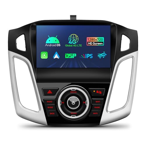 XTRONS 9 Zoll Android 13 Autoradio Octa Core 2GB 32GB Eingebautes 4G Car Play Android Auto DSP WIFI Bluetooth 5.0 GPS 1280*720 HD IPS-Bildschirm Optionaler DAB+ DVR TPMS OBD für Ford Focus(2012-2017) von XTRONS