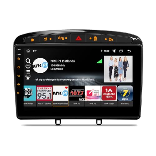 XTRONS 9 Zoll Android 14 Autoradio Octa Core 4GB 64GB Eingebautes 4G LTE CarAutoPlay/Android Auto/DSP/WiFi/GPS Bluetooth 5.0 Optional DAB+ OBD DVR für Peugeot 308 408 von XTRONS