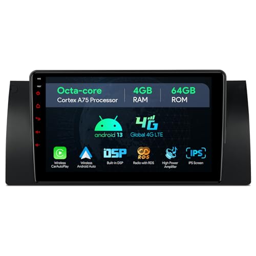 XTRONS 9 Zoll Android 13 Octa Core 4GB 64GB Autoradio Multimedia Player Eingebauter 4G/CarAutoPlay/Android Auto/DSP Unterstützung GPS Bluetooth 5.0 USB Für BMW X5 E53(1999-2006) von XTRONS