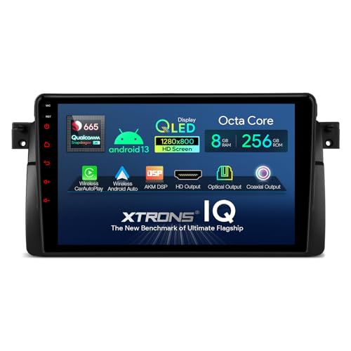 XTRONS 9 Zoll QLED Android 13 Autoradio Octa Core 8GB 256GB Eingebaut 4G LTE CarAutoPlay Android Auto AKM DSP HD Ausgang Optional OBD DVR DAB TPMS Für BMW E46 M3(IQP9246BP) von XTRONS