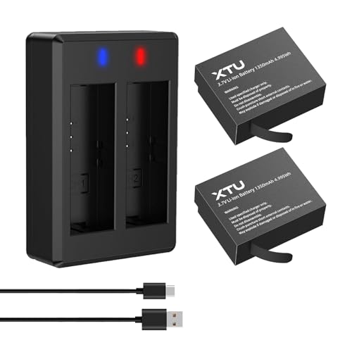 XTU S6 Action Cam Akku - 2 x 1350mAh Wiederaufladbarer Akku, Kompatibel mit Unterwasserkamera von XTU