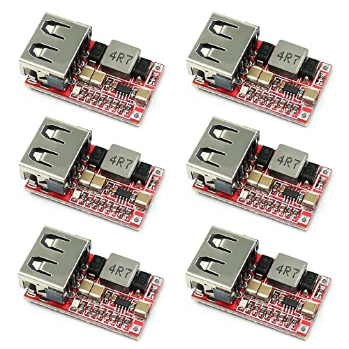 XTVTX 6 Stück DC-DC 6-24V to 5V 3A USB Charger Step Down Power Supply Module,DC-DC Buck Spannungsregler Modul,DC-DC Abwärtsmodul USB-Ladegerät für Mobiltelefone von XTVTX