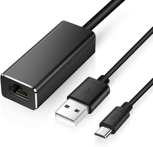 XTVTX Ethernet Adapter für Chromecast und TV Stick 10/100 Mbps,USB auf RJ45 LAN Netzwerkadapter für Chromecast,Google Home Mini und Fire TV Stick mit USB 2.0 Netzkabel für Stromversorgung von XTVTX