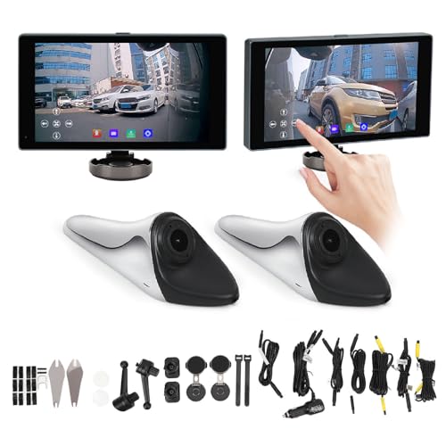 XTevu Seitenansichtskamera, Toter-Winkel-Kamera, 5-Zoll-Touchscreen-Monitor, 1920 x 1080P DVR-System, Rückfahrkamera-Kit für Links und rechts (SM502ai) von XTevu