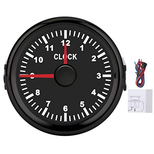 Xtevu-Stundenmeter-Messgerät, 2-Zoll-Takt-Meter universell 0-12 kompatibel mit Autoboot-Yacht-, 12 V 24 V Red Backlight Timer (Schwarzes Zifferblatt schwarzer Lünette) von XTevu