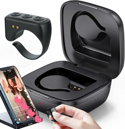 XUBX Remote Page Turner, Bluetooth Remote Scroll Ring Zum Lesen Von Mit Ladecase, Page Turner, Smart Ring Android, Kompatibel Mit iPhone, Ipad Und Android (Obsidian Black) von XUBX