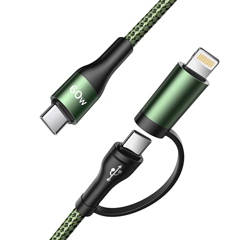 USB C auf Multi USB Kabel [2M] 2 in 1 Ladekabel USB C Schnellladekabel USB C auf USB C[60W]+Lightning[20W] Universal kabel für iPhone 16/15/14/13/12/11 Pro Max, Samsung S24 S23 S22 S21,Android von XUDUO