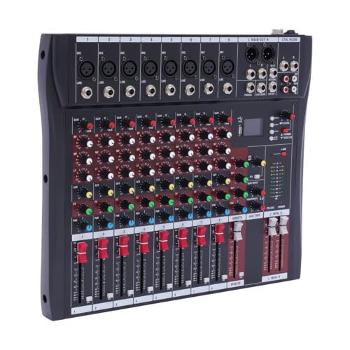 8-Kanal Audio Mixer mit USB Audio Interface und Bluetooth, Bluetooth Wireless Control Reichweite Max 4.6m, Mischpult für Aufnahmen, Live-Streaming, Podcasting von XUEMANSHOP