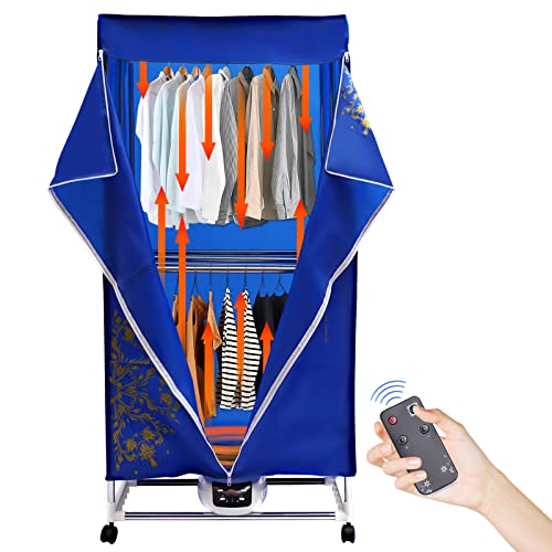 Multifunktionaler Elektrischer Wäschetrockner Tragbarer, 1500W Kleiderschrank Trockenmaschine mit Fernbedienung, Warmlufttrockner Klappbarer Trockner von XUEMANSHOP