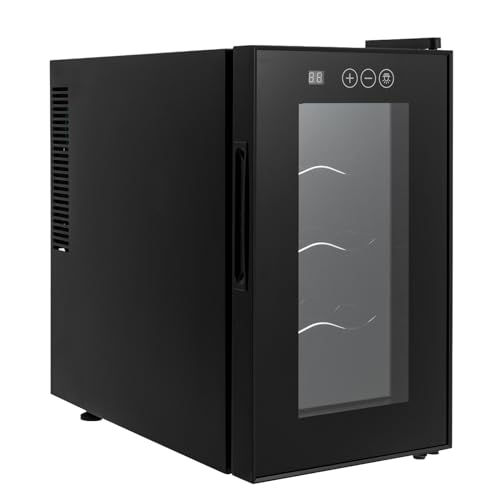 XUEMANSHOP Weinkühlschrank, 23L 8 Flaschen Getränkekühlschrank mit 3 Regale und LED-Beleuchtung, 8-18℃, 1 Zone, Kühlschrank mit Glastür für Süßwein, Schnaps XUEMANSHOP Weinkühlschrank, 23L 8 Flaschen Getränkekühlschrank mit 3 Regale und LED-Beleuchtung, 8-18℃, 1 Zone, Kühlschrank mit Glastür für Süßwein, Schnaps von XUEMANSHOP