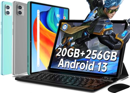 XUEMI Tablet 10 Zoll 20GB RAM + 256GB ROM (TF 1 TB), 2-in-1 Tablet Mit Tastatur Maus Octa-Core 2,0 GHz Tablet Android 13, 2,4G+5G WiFi, 1280 x 800 IPS HD, 7000 mAh, Typ-C/GPS/OTG (Blau) von XUEMI