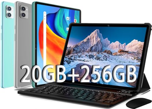 XUEMI Tablet 10 Zoll 20GB RAM + 256GB ROM (TF 1 TB), 2-in-1 Tablet Mit Tastatur Maus Octa-Core 2,0 GHz Tablet Android 13, 2,4G+5G WiFi, 1280 x 800 IPS HD, 7000 mAh, Typ-C/GPS/OTG (Grau) von XUEMI