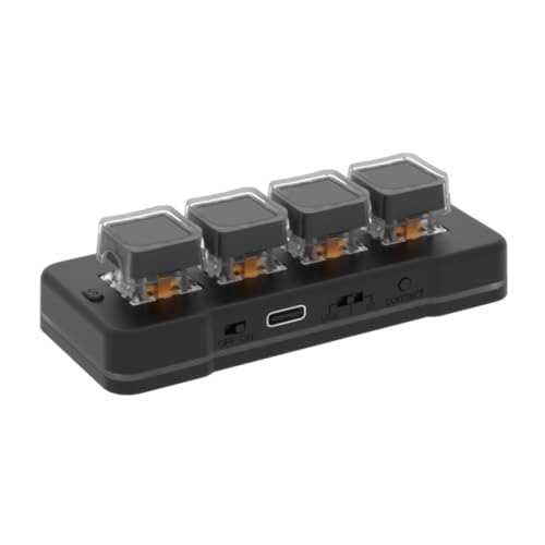 XUJIAN MK424BT 4-Tasten-Mini-Anpassungstastatur mit Mechanischem Blauem Schalter, USB+BT Dual-Mode-Makro-Programmierbare Tastatur, Schwarz von XUJIAN