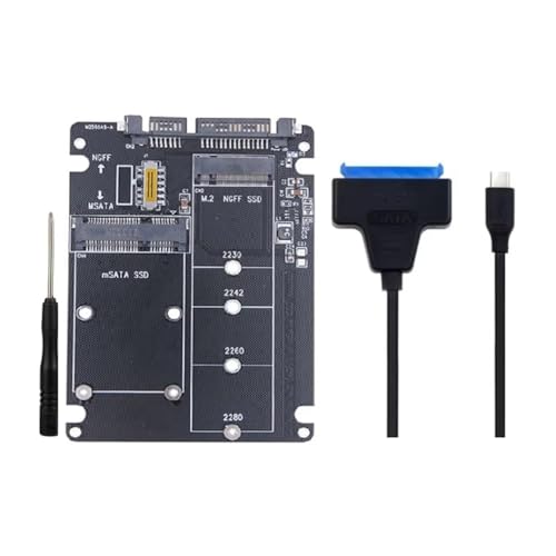 XUJIAN MSATA-zu-USB-Adapter, MSATA-Gehäuse, M.2 NGFF, MSATA-SSD zu SATA 3.0-Adapter, Riser Board, M.2-Box-Kabel von XUJIAN