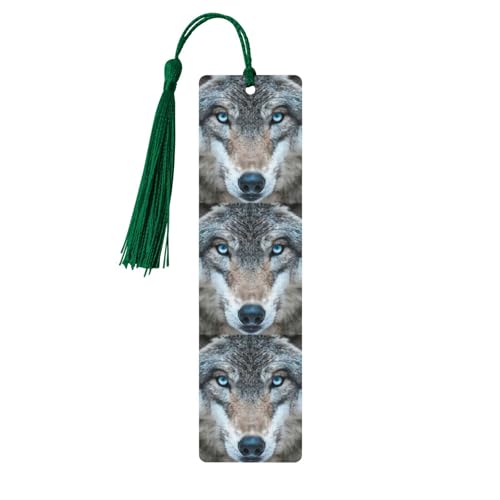Blaue Augen Wolf Druck doppelseitig bedrucktes Holz-Lesezeichen für Herren und Damen, Lesezeichen, Zubehör, Buchliebhaber Blaue Augen Wolf Druck doppelseitig bedrucktes Holz-Lesezeichen für Herren und Damen, Lesezeichen, Zubehör, Buchliebhaber von XULLZH