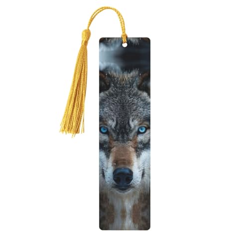 Blaue Augen Wolf Druck doppelseitig bedrucktes Holz-Lesezeichen für Herren und Damen, Lesezeichen, Zubehör, Buchliebhaber Blaue Augen Wolf Druck doppelseitig bedrucktes Holz-Lesezeichen für Herren und Damen, Lesezeichen, Zubehör, Buchliebhaber von XULLZH
