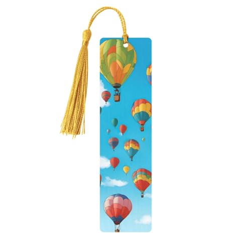 Bunte Luftballons, blauer Himmel, doppelseitig, bedrucktes Holz-Lesezeichen für Herren und Damen, Lesezeichen, Zubehör, Buchliebhaber Bunte Luftballons, blauer Himmel, doppelseitig, bedrucktes Holz-Lesezeichen für Herren und Damen, Lesezeichen, Zubehör, Buchliebhaber von XULLZH
