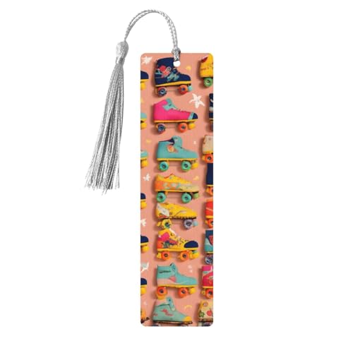 Buntes Rollschuh-Druck, doppelseitig bedrucktes Holz-Lesezeichen für Herren und Damen, Lesezeichen, Zubehör, Buchliebhaber Buntes Rollschuh-Druck, doppelseitig bedrucktes Holz-Lesezeichen für Herren und Damen, Lesezeichen, Zubehör, Buchliebhaber von XULLZH