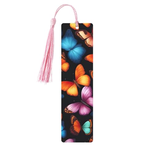 Buntes Schmetterlings-Druck, doppelseitig bedrucktes Holz-Lesezeichen für Herren und Damen, Lesezeichen, Zubehör, Buchliebhaber Buntes Schmetterlings-Druck, doppelseitig bedrucktes Holz-Lesezeichen für Herren und Damen, Lesezeichen, Zubehör, Buchliebhaber von XULLZH