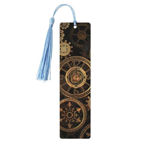 Gears Clock Bronze Century Print Doppelseitiges bedrucktes Holz-Lesezeichen für Herren und Damen, Lesezeichen, Zubehör, Buchliebhaber Gears Clock Bronze Century Print Doppelseitiges bedrucktes Holz-Lesezeichen für Herren und Damen, Lesezeichen, Zubehör, Buchliebhaber von XULLZH
