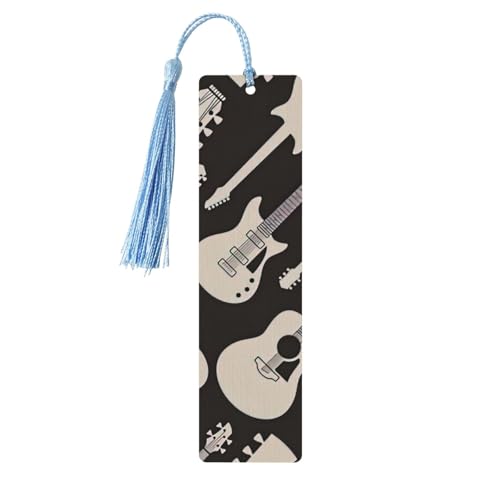 Gitarrenmuster-Druck, doppelseitig, bedrucktes Holz-Lesezeichen, für Herren und Damen, Lesezeichen, Zubehör, Buchliebhaber Gitarrenmuster-Druck, doppelseitig, bedrucktes Holz-Lesezeichen, für Herren und Damen, Lesezeichen, Zubehör, Buchliebhaber von XULLZH