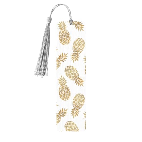Goldene Ananas-Hintergrunddruck, doppelseitig bedrucktes Holz-Lesezeichen für Männer und Frauen, Lesezeichen, Zubehör, Buchliebhaber Goldene Ananas-Hintergrunddruck, doppelseitig bedrucktes Holz-Lesezeichen für Männer und Frauen, Lesezeichen, Zubehör, Buchliebhaber von XULLZH