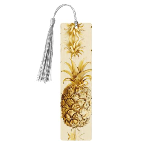 Goldener Ananas-Hintergrunddruck, doppelseitig bedrucktes Holz-Lesezeichen für Männer und Frauen, Lesezeichen, Zubehör, Buchliebhaber Goldener Ananas-Hintergrunddruck, doppelseitig bedrucktes Holz-Lesezeichen für Männer und Frauen, Lesezeichen, Zubehör, Buchliebhaber von XULLZH