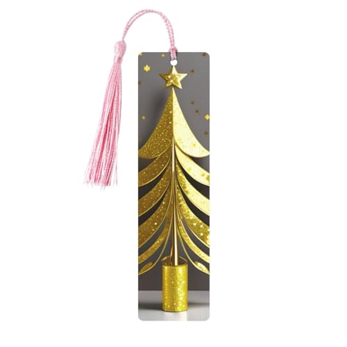 Goldener Glitzer-Weihnachtsbaum-Druck, doppelseitig bedrucktes Holz-Lesezeichen für Herren und Damen, Lesezeichen, Zubehör, Buchliebhaber Goldener Glitzer-Weihnachtsbaum-Druck, doppelseitig bedrucktes Holz-Lesezeichen für Herren und Damen, Lesezeichen, Zubehör, Buchliebhaber von XULLZH