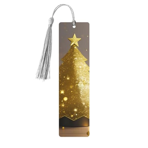Goldener Glitzer-Weihnachtsbaum-Druck, doppelseitig bedrucktes Holz-Lesezeichen für Herren und Damen, Lesezeichen, Zubehör, Buchliebhaber Goldener Glitzer-Weihnachtsbaum-Druck, doppelseitig bedrucktes Holz-Lesezeichen für Herren und Damen, Lesezeichen, Zubehör, Buchliebhaber von XULLZH