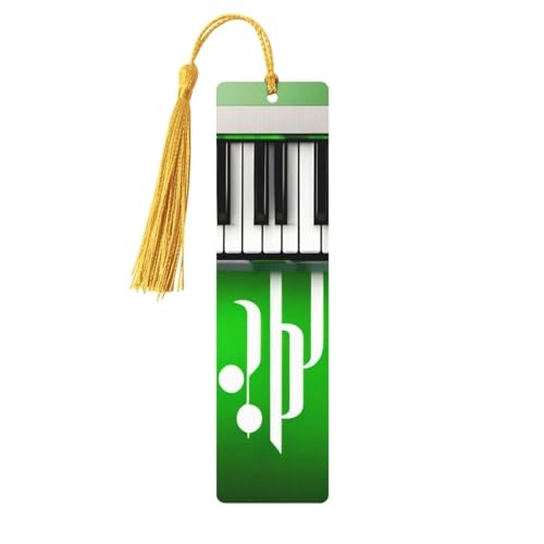 Grüne und weiße Klaviertasten-Druck, doppelseitig bedrucktes Holz-Lesezeichen für Herren und Damen, Lesezeichen, Zubehör, Buchliebhaber Grüne und weiße Klaviertasten-Druck, doppelseitig bedrucktes Holz-Lesezeichen für Herren und Damen, Lesezeichen, Zubehör, Buchliebhaber von XULLZH