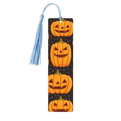Halloween-Kürbis-Muster, doppelseitig, bedrucktes Holz-Lesezeichen für Herren und Damen, Lesezeichen, Zubehör, Buchliebhaber Halloween-Kürbis-Muster, doppelseitig, bedrucktes Holz-Lesezeichen für Herren und Damen, Lesezeichen, Zubehör, Buchliebhaber von XULLZH
