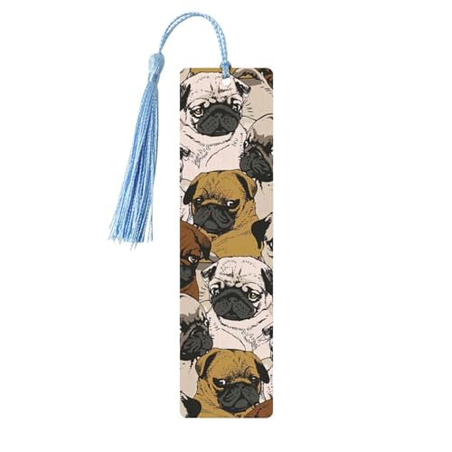 Imagen De Mops-Druck, doppelseitig, bedrucktes Holz-Lesezeichen für Herren und Damen, Lesezeichen, Zubehör, Buchliebhaber Imagen De Mops-Druck, doppelseitig, bedrucktes Holz-Lesezeichen für Herren und Damen, Lesezeichen, Zubehör, Buchliebhaber von XULLZH