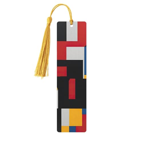 Komposition in Rot, Gelb, Blau und Schwarz, doppelseitig bedrucktes Holz-Lesezeichen für Herren und Damen, Lesezeichen, Zubehör, Buchliebhaber Komposition in Rot, Gelb, Blau und Schwarz, doppelseitig bedrucktes Holz-Lesezeichen für Herren und Damen, Lesezeichen, Zubehör, Buchliebhaber von XULLZH