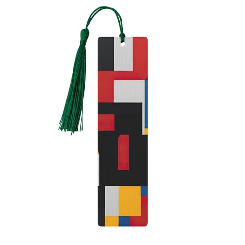 Komposition in Rot, Gelb, Blau und Schwarz, doppelseitig bedrucktes Holz-Lesezeichen für Herren und Damen, Lesezeichen, Zubehör, Buchliebhaber Komposition in Rot, Gelb, Blau und Schwarz, doppelseitig bedrucktes Holz-Lesezeichen für Herren und Damen, Lesezeichen, Zubehör, Buchliebhaber von XULLZH